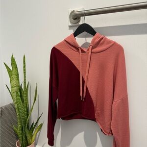 Justify Pink Asymmetrical Crop Hoodie